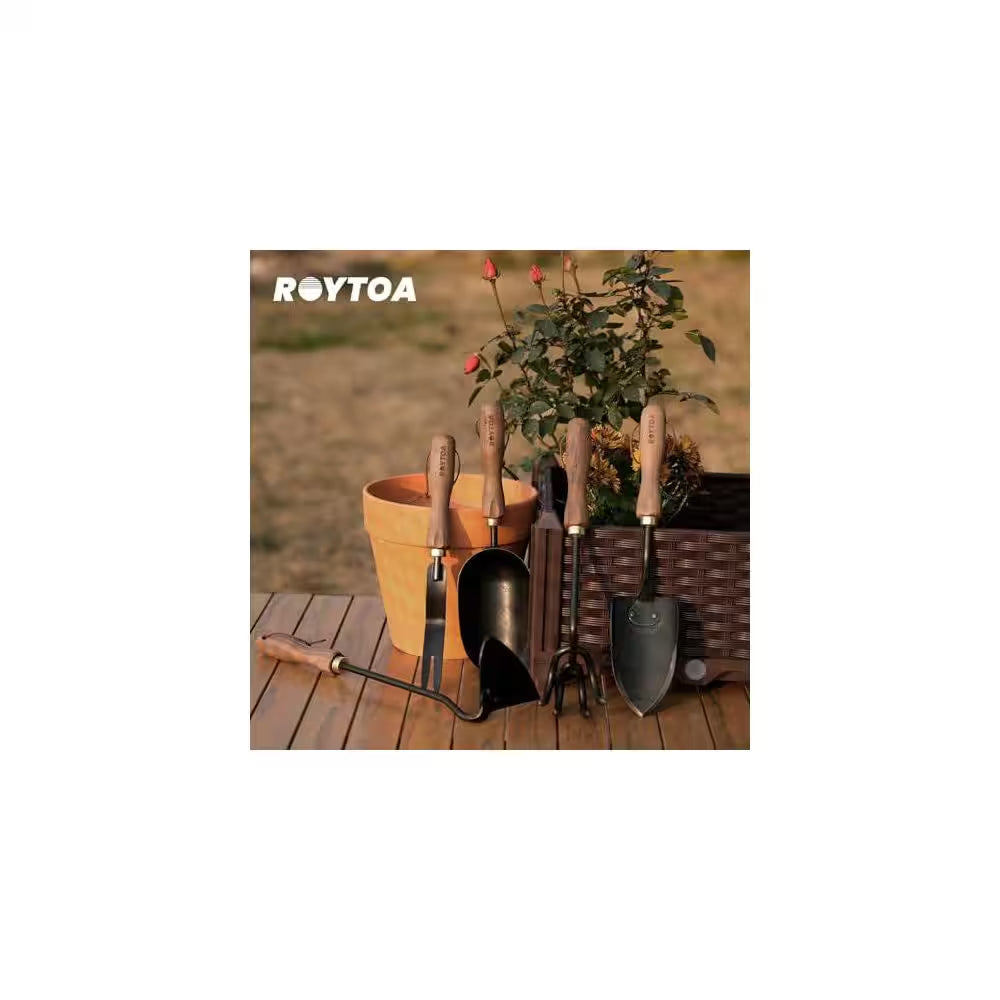 5-Piece Garden Tool Set Stainless Steel Heavy Duty Hand Cultivator Hoes Shovel Trowel Gardening Accessories