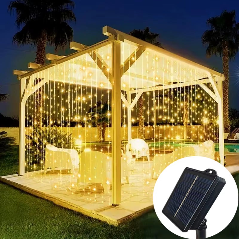 Wedding String Lights Solar Curtain Lights Outdoo Fairy Lights LED Lights Christmas Party Decor Lights Decoration 2025 New Year
