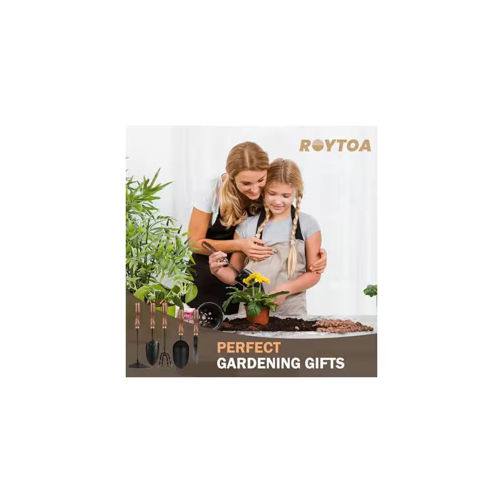 5-Piece Garden Tool Set Stainless Steel Heavy Duty Hand Cultivator Hoes Shovel Trowel Gardening Accessories