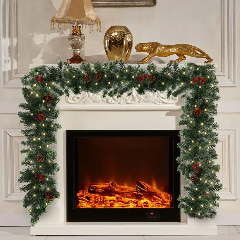 Christmas Garland Decorations Mantle Garland Xmas Holiday Indoor Indoor Home Mantle Fireplace