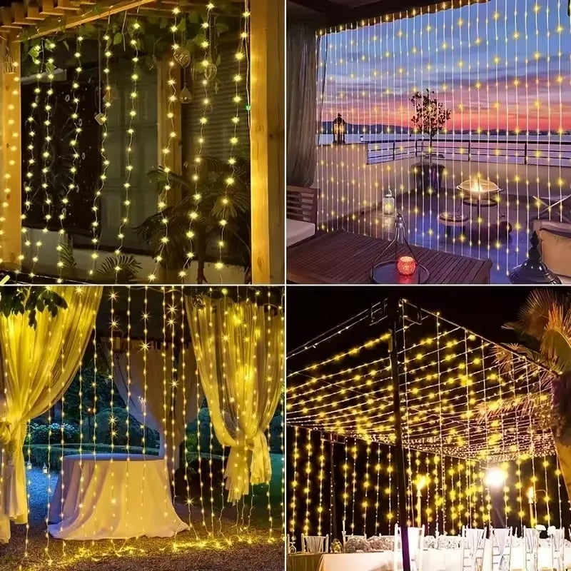 Wedding String Lights Solar Curtain Lights Outdoo Fairy Lights LED Lights Christmas Party Decor Lights Decoration 2025 New Year