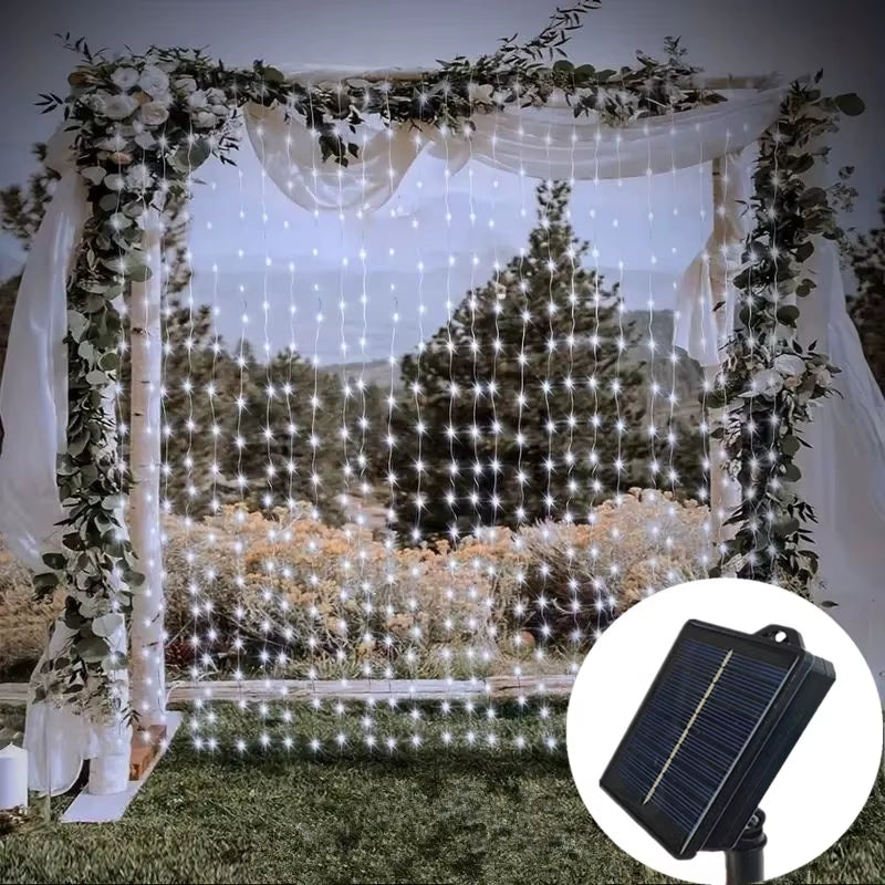 Wedding String Lights Solar Curtain Lights Outdoo Fairy Lights LED Lights Christmas Party Decor Lights Decoration 2025 New Year