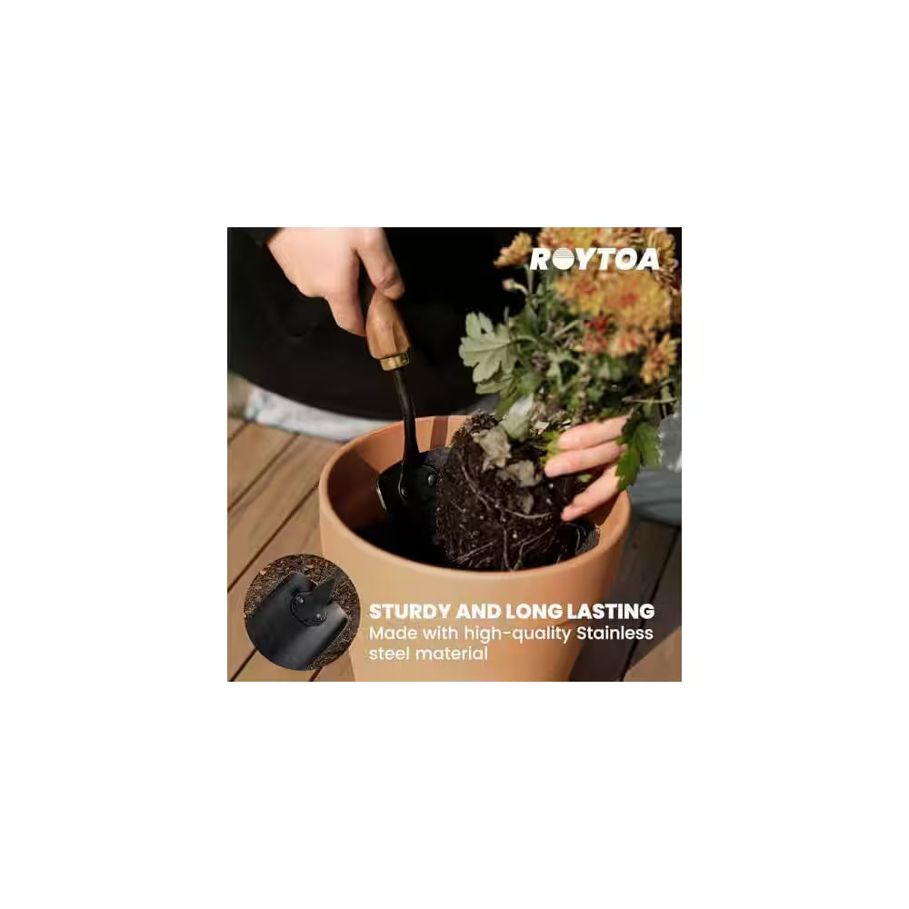 5-Piece Garden Tool Set Stainless Steel Heavy Duty Hand Cultivator Hoes Shovel Trowel Gardening Accessories