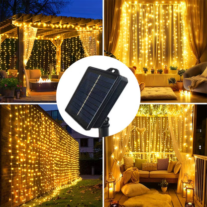 Wedding String Lights Solar Curtain Lights Outdoo Fairy Lights LED Lights Christmas Party Decor Lights Decoration 2025 New Year